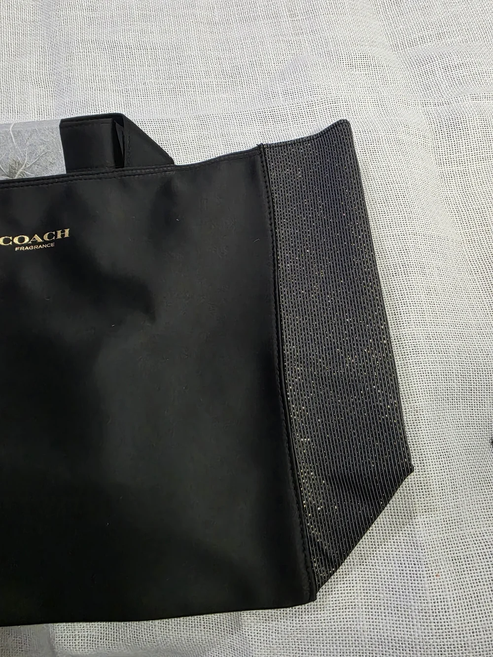 NWT Coach Fragrance Tote Bag Black Shopper Glitter Sides Large